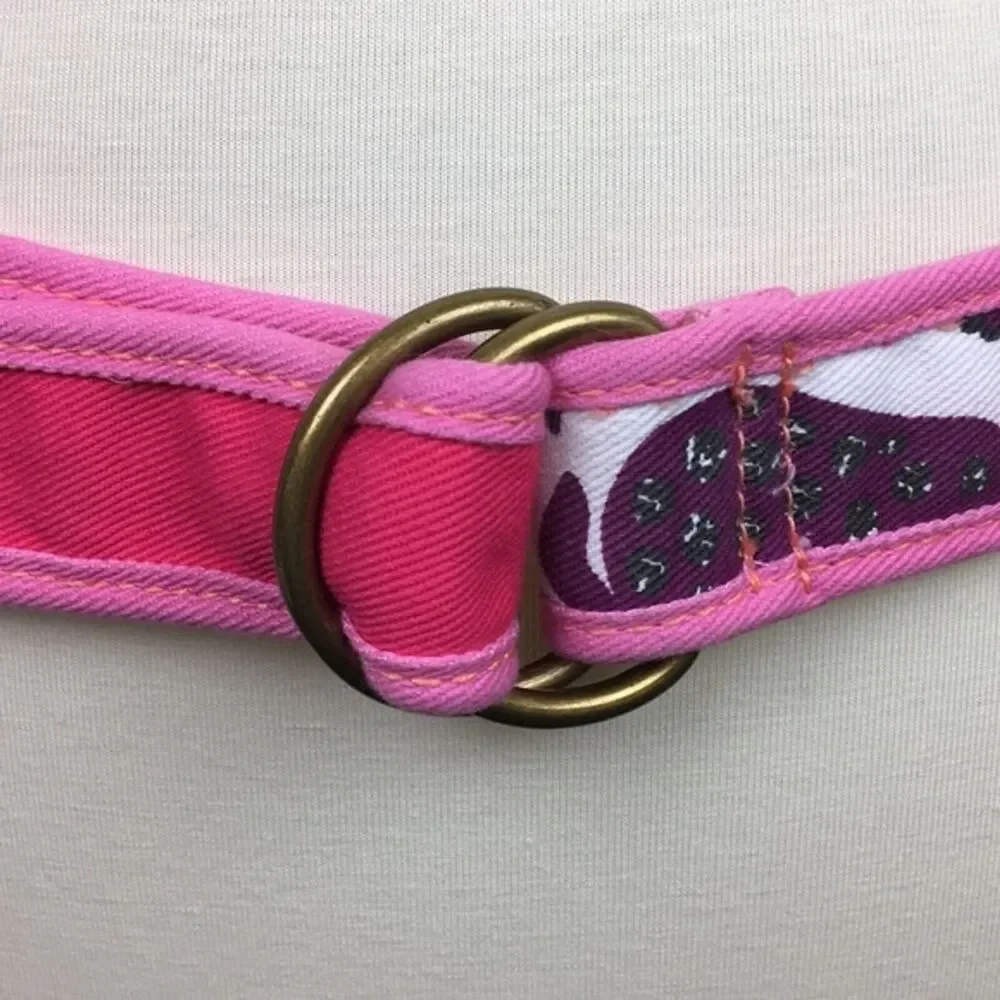 Hot Pink Belt Womens Large Barbie Core Preppy Double D Ring Summer‎ Fruit Canvas
